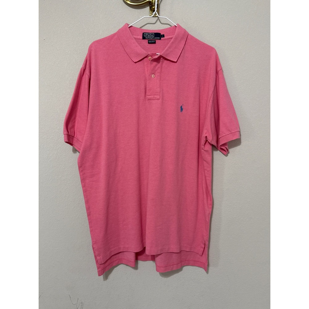 Polo Ralph Lauren Polo Shirt Mens L Pink Short Sleeve Cotton Pique Classic Fit